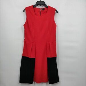 Harpa Color Block Scoop Neck Sleeveless Fit & Flare Mini Dress Large Women Red